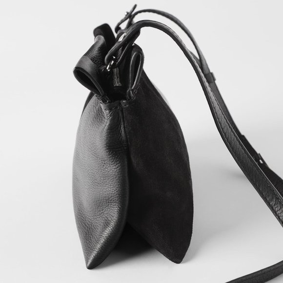 NWT ZARA Black Crossbody Leather Bag - Picture 4 of 10
